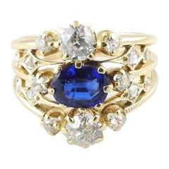 Vintage 14 Karat Yellow Gold Sapphire and Diamond Ring