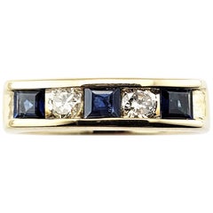 Vintage 14 Karat Yellow Gold Sapphire and Diamond Ring