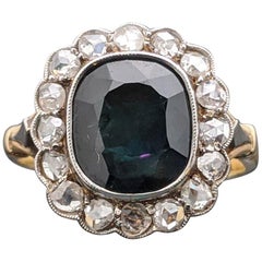 Vintage 14 Karat Yellow Gold Sapphire Rose Cut Diamond Ring