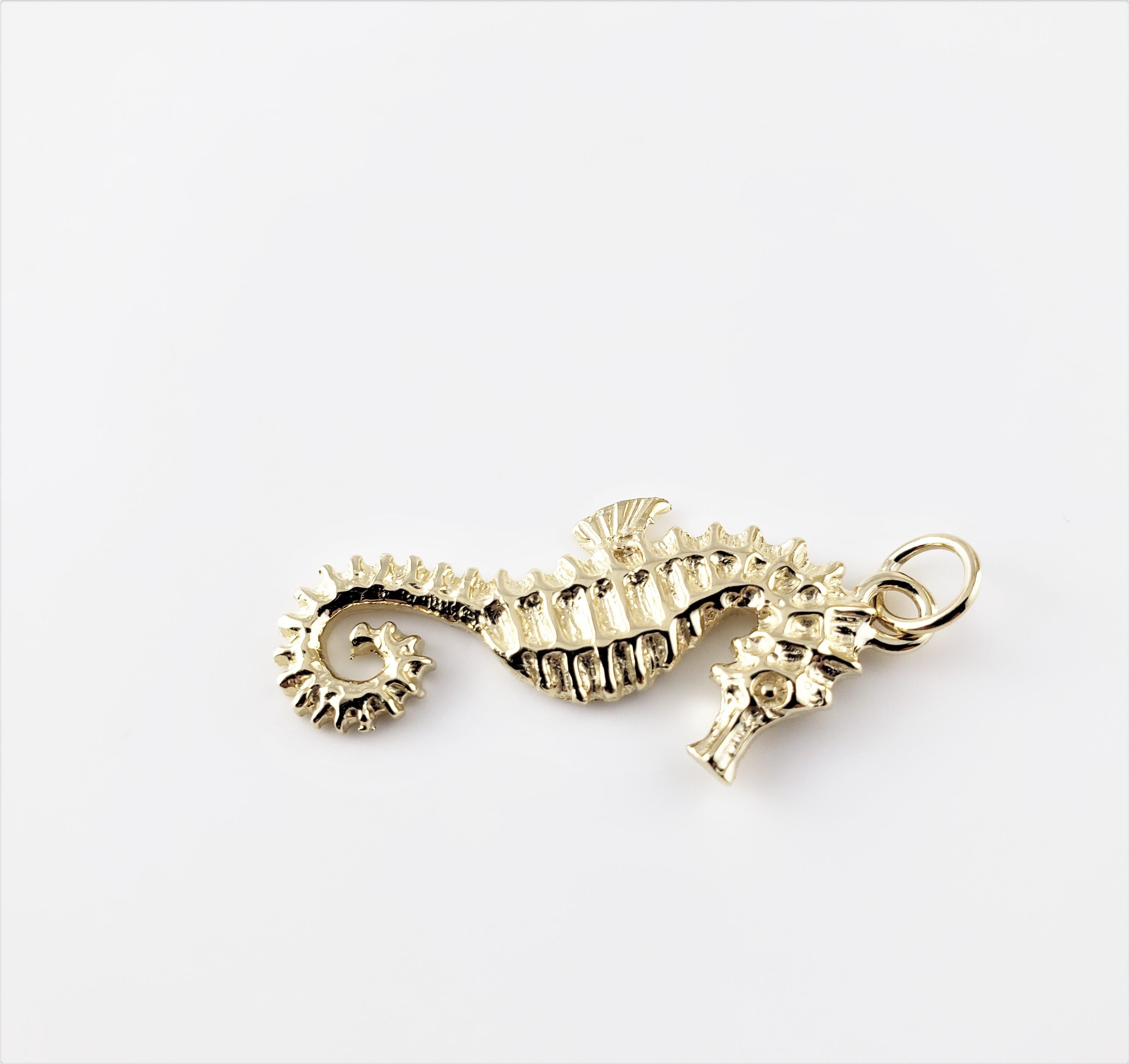 Vintage 14 Karat Yellow Gold Seahorse Charm-

The seahorse symbolizes good fortune and fortitude.

This lovely charm features a miniature seahorse meticulously detailed in 14K yellow gold.

*Chain not included

Size: 29 mm x 14 mm (actual