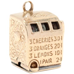 Breloque machine Slot Machine vintage en or jaune 14 carats