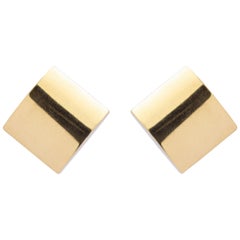 Vintage, 14 Karat Yellow Gold, Square Ear Clips