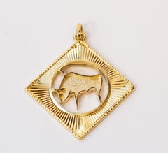 Vintage 14 Karat Yellow Gold Taurus Zodiac Pendant Charm