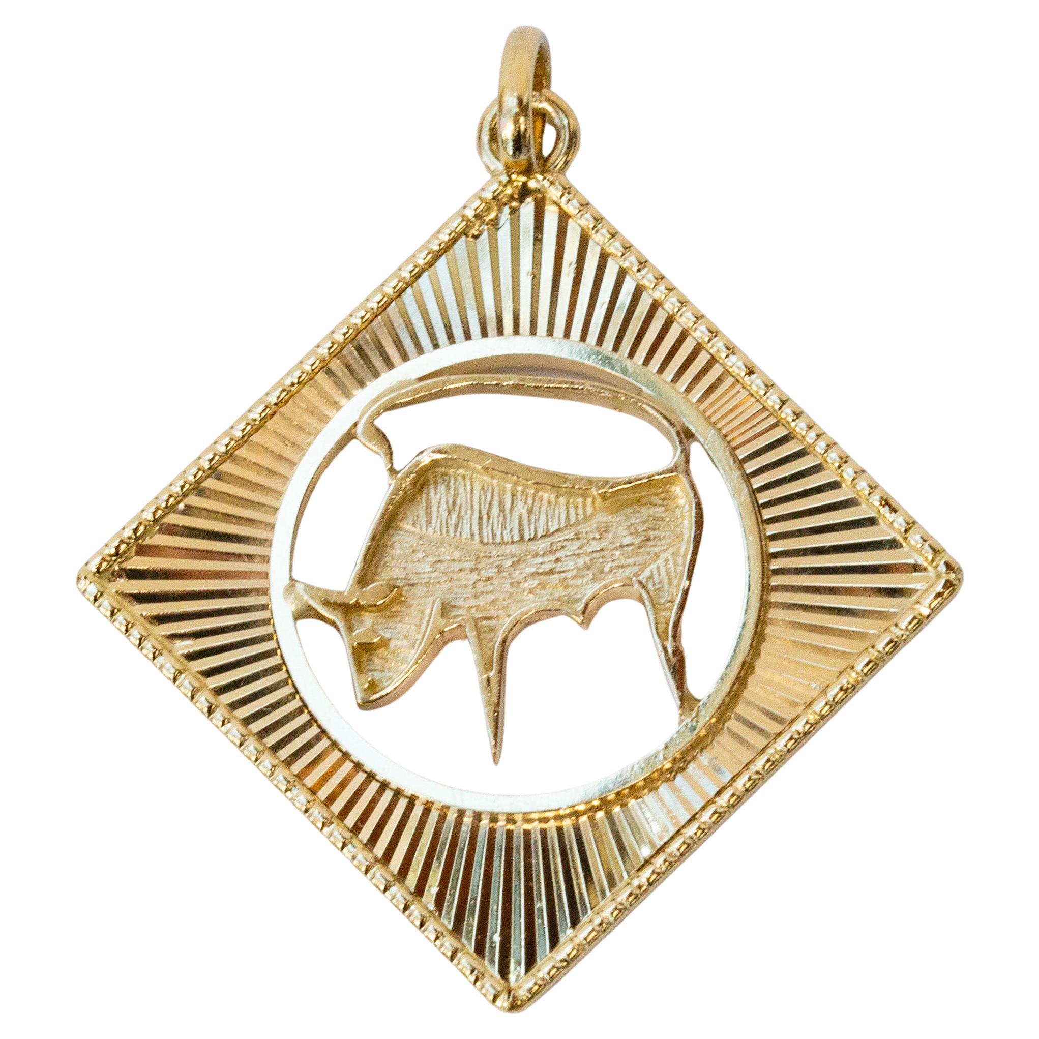 Vintage 14 Karat Yellow Gold Taurus Zodiac Pendant Charm