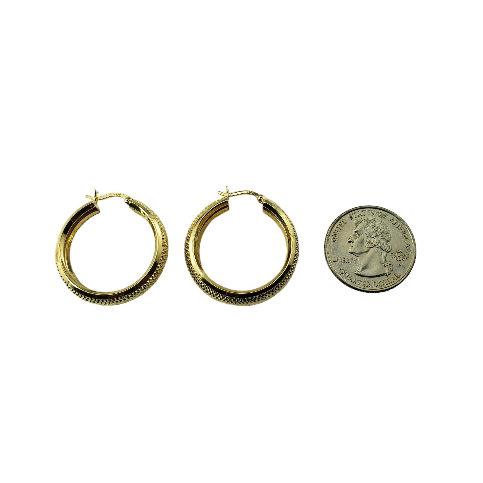 De las mujeres Pendientes de aro con textura vintage de oro amarillo de 14 quilates #15337 en venta