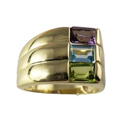 Vintage 14 Karat Yellow Gold Topaz, Peridot and Amethyst Ring Size 6.25 #14652