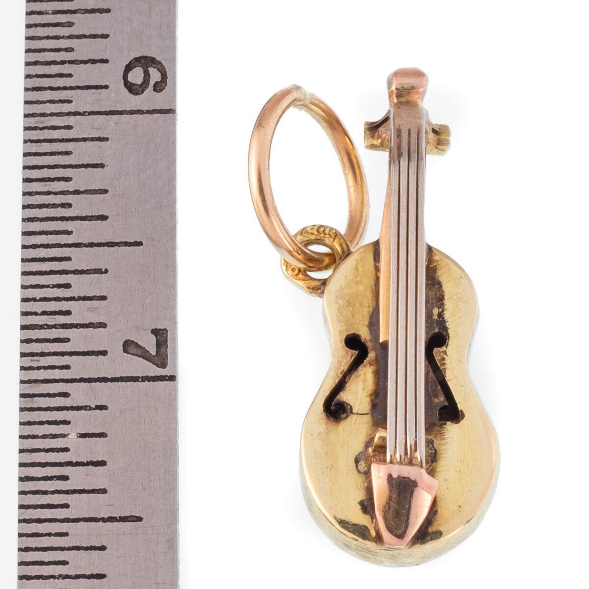 Women's or Men's Vintage 14 Karat Yellow Gold Violin Charm