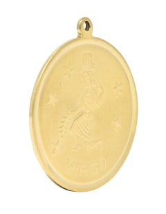 Vintage 14 Karat Yellow Gold Virgo Zodiac Medallion Pendant Charm