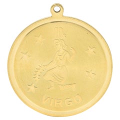 Pendentif vintage en or jaune 14 carats avec médaillon du Zodiac en forme de Vierge