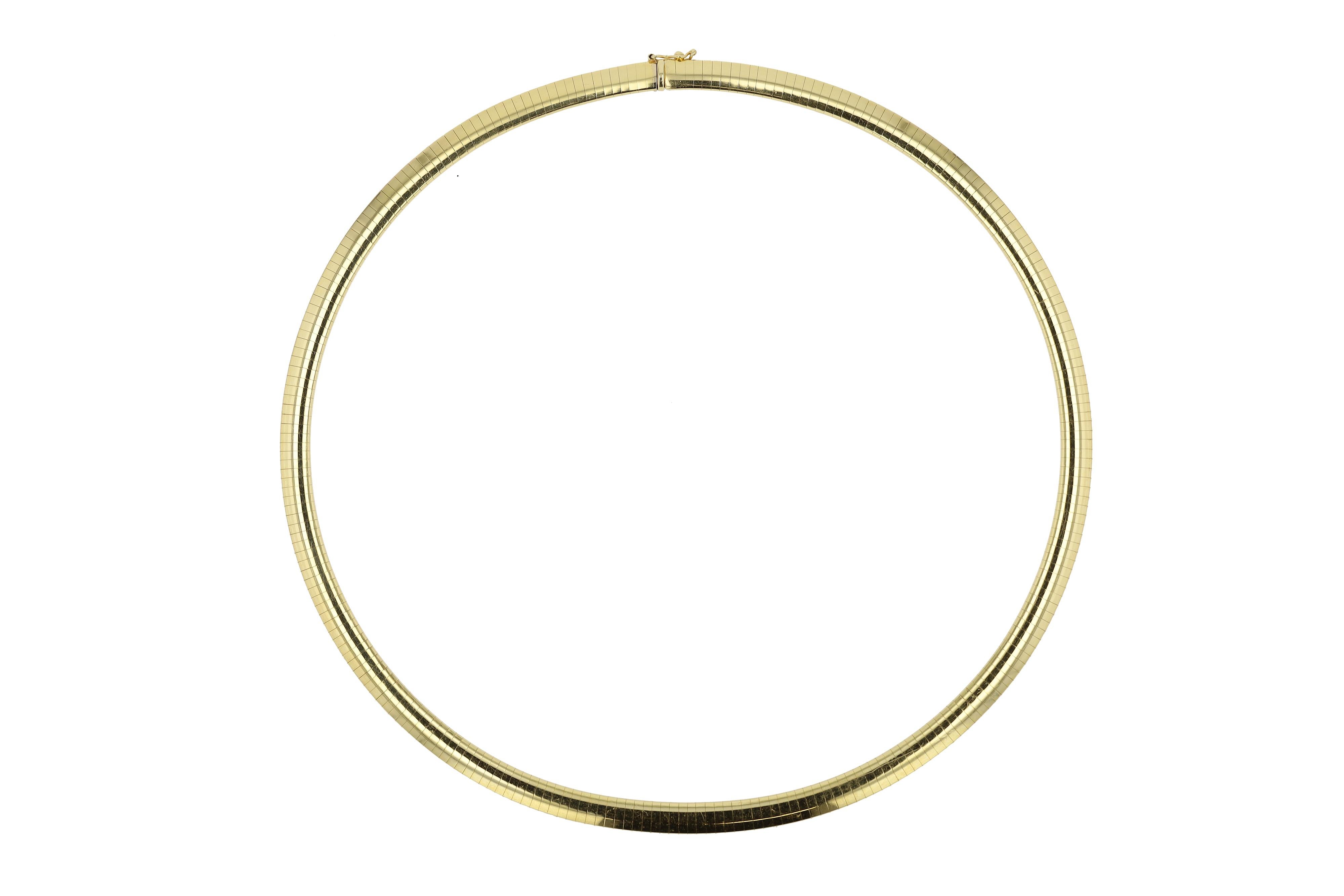 Breite Omega-Halskette aus 14 Karat Gelbgold, Vintage im Zustand „Gut“ in Santa Barbara, CA