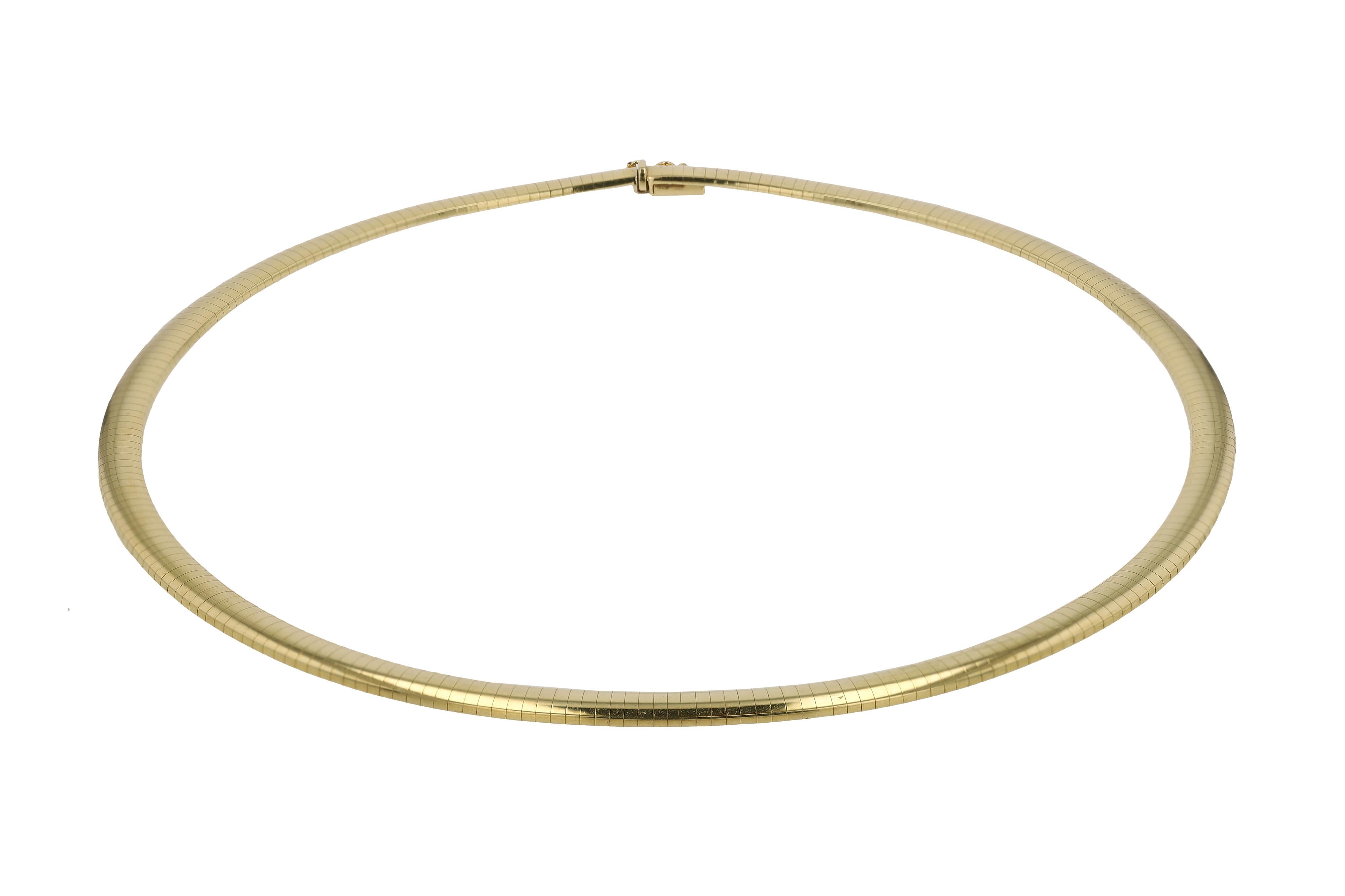 Breite Omega-Halskette aus 14 Karat Gelbgold, Vintage für Damen oder Herren