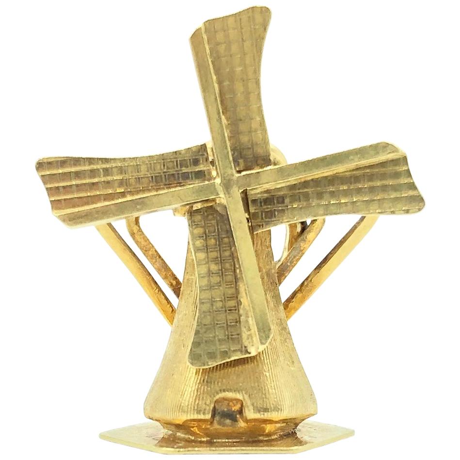 Vintage 14 Karat Yellow Gold Windmill Charm
