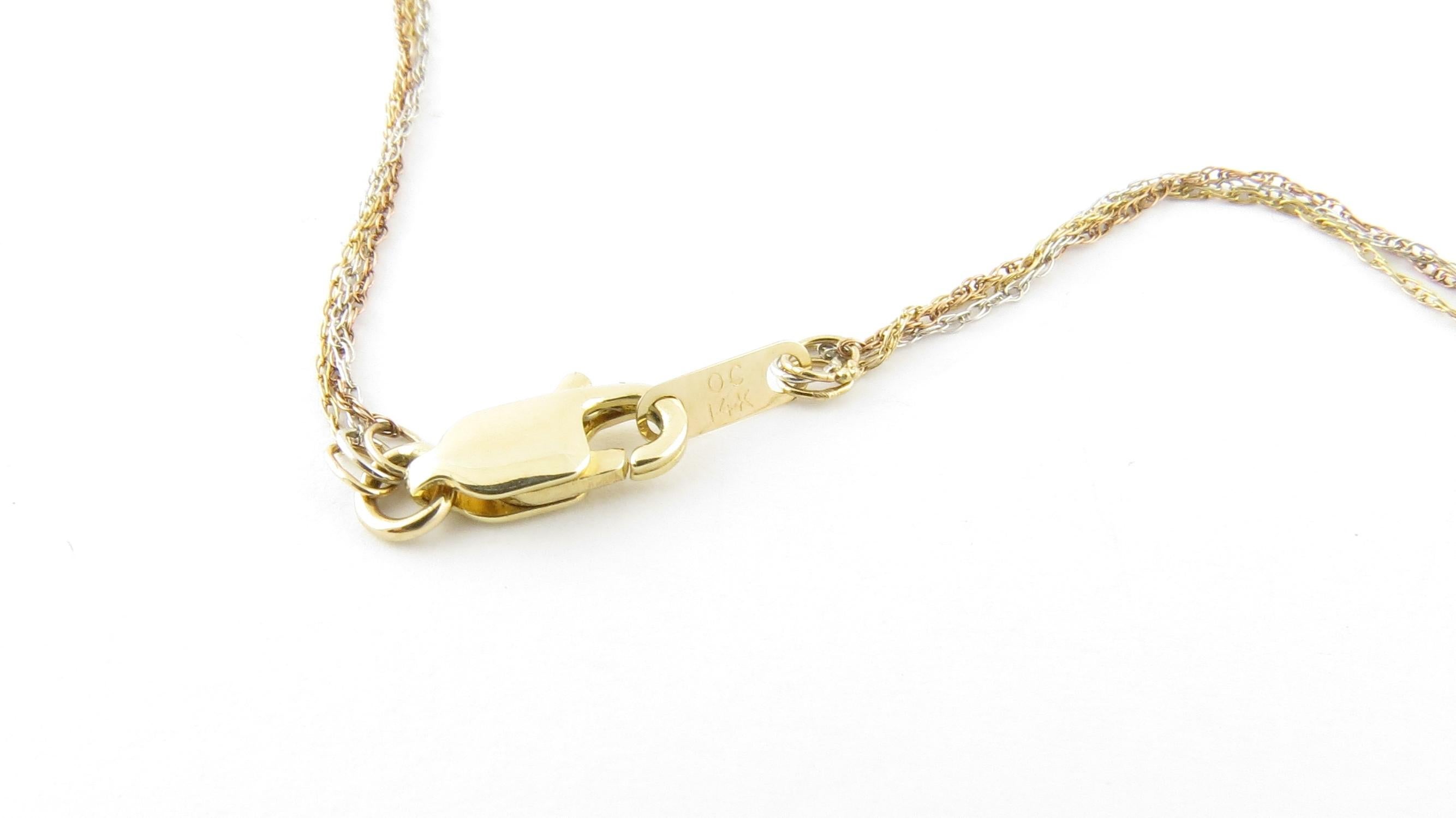 Collier pendentif vintage en or jaune, blanc et rose 14 carats avec diamants n° 4374 en vente 1