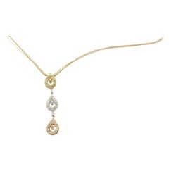 Vintage 14 Karat Yellow, White and Rose Gold Diamond Pendant Necklace #4374