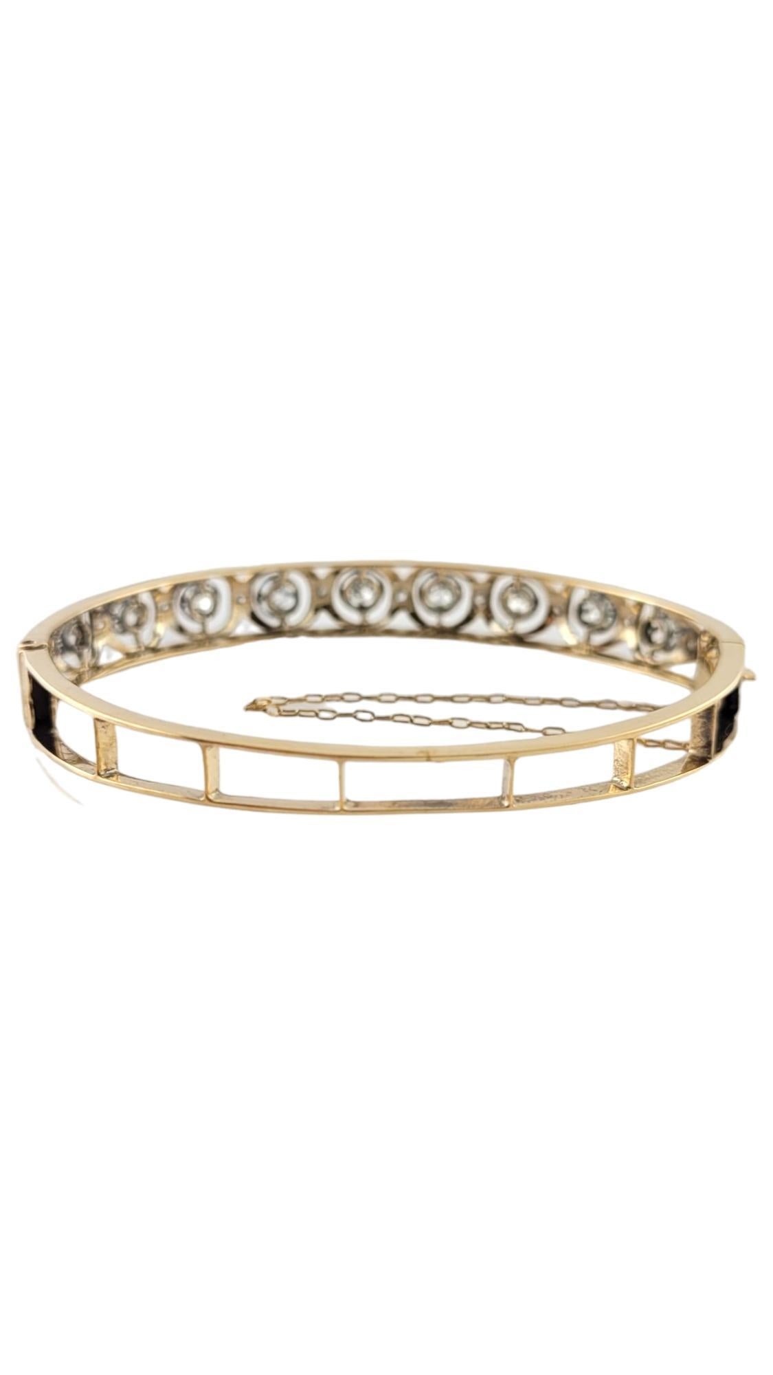 Vintage 14 Karat Yellow/White Gold and Diamond Bangle Bracelet #16980 In Good Condition For Sale In Washington Depot, CT