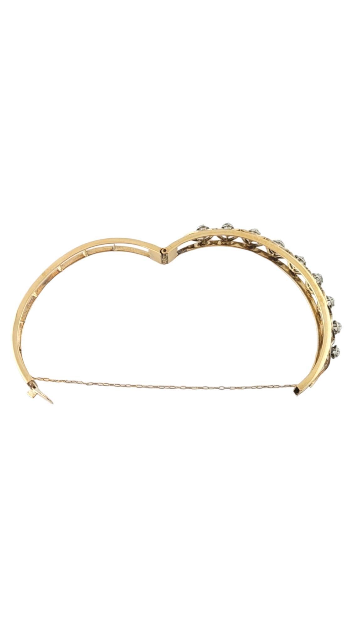 Women's Vintage 14 Karat Yellow/White Gold and Diamond Bangle Bracelet #16980 For Sale