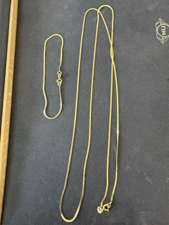 Vintage 14 Kt Yellow Gold 4.5 Gm, Italian Chain Necklace 30 " & Bracelet 7" Set
