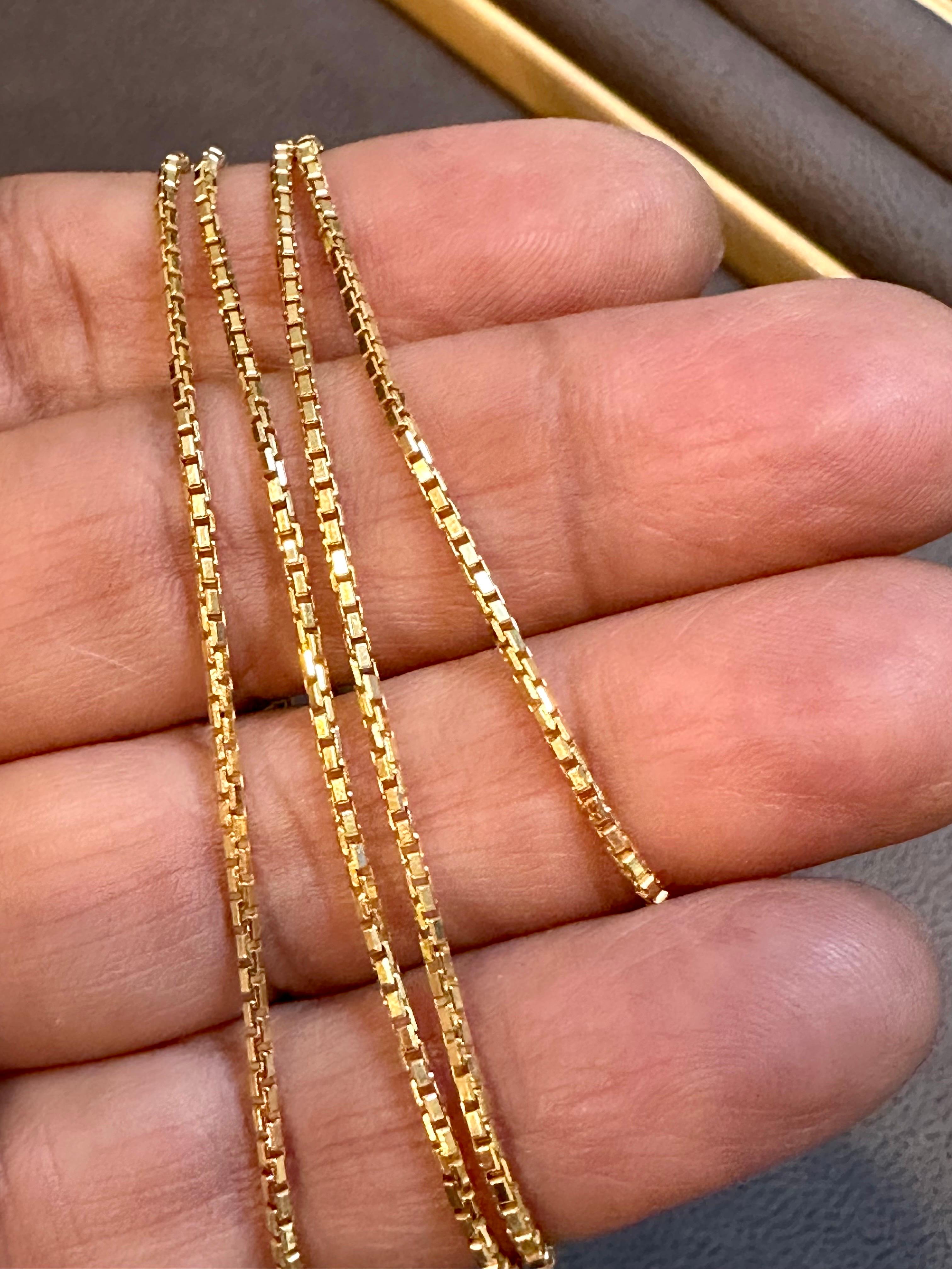 Vintage 14 Karat Yellow Gold 7.3 Gm, Box Chain Necklace, Wide 7