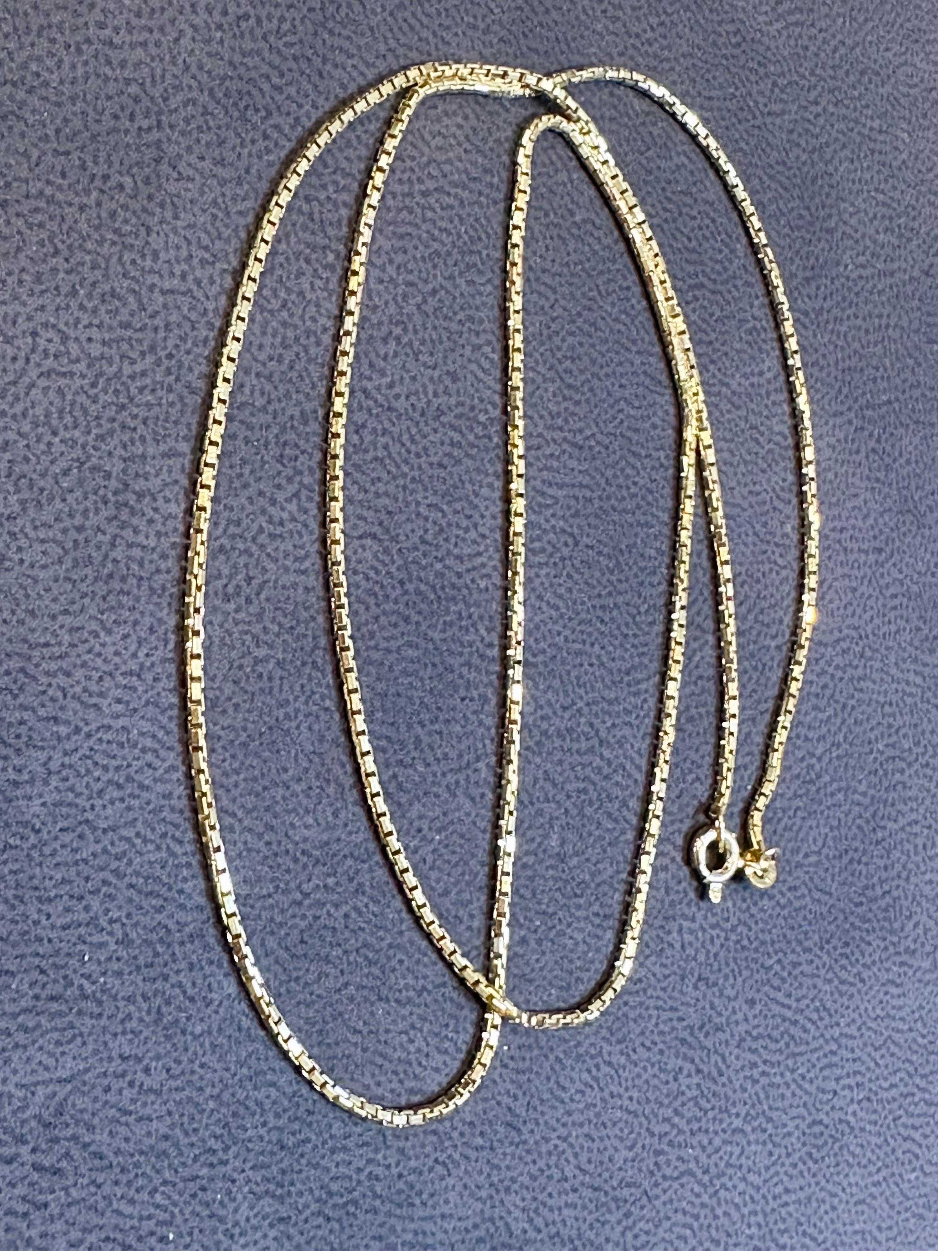 Vintage 14 Karat Yellow Gold 7.3 Gm, Box Chain Necklace, Wide 9
