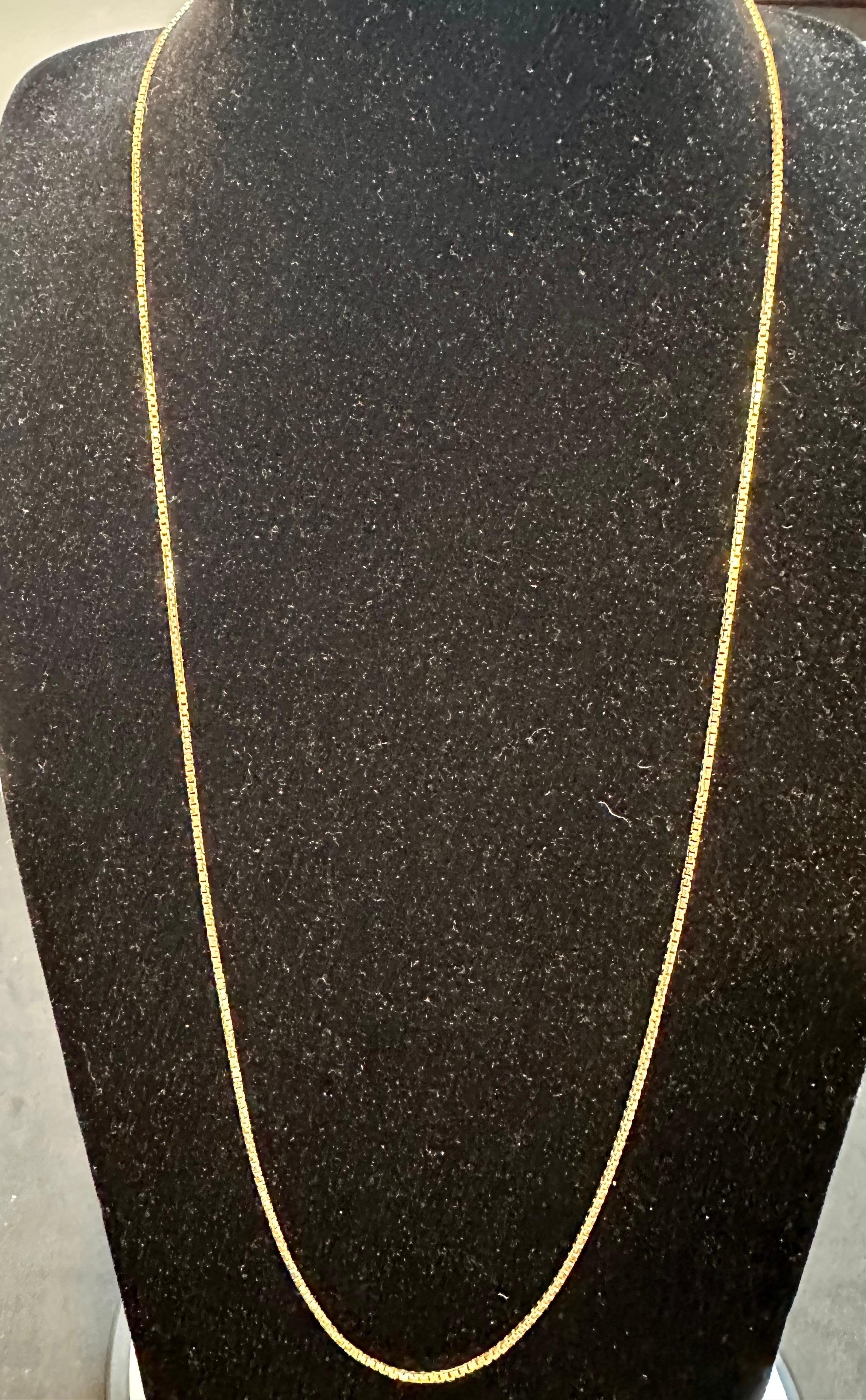 Vintage 14 Karat Yellow Gold 7.3 Gm, Box Chain Necklace, Wide 11