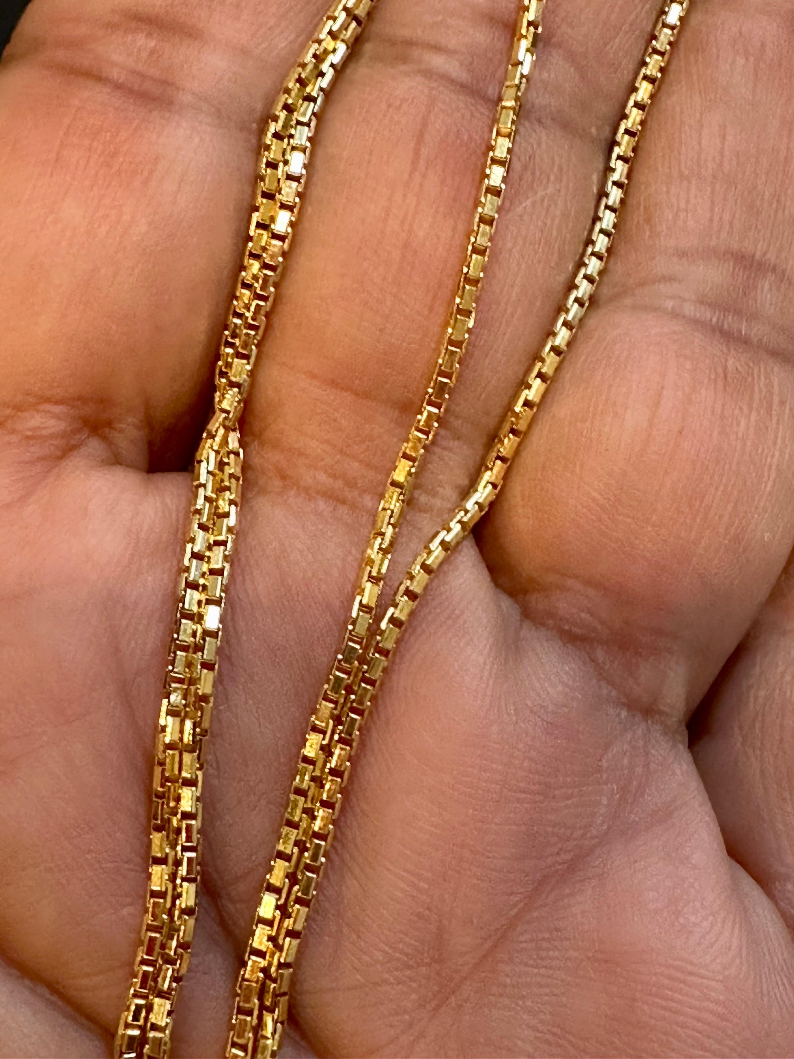 Vintage 14 Karat Yellow Gold 7.3 Gm, Box Chain Necklace, Wide 12