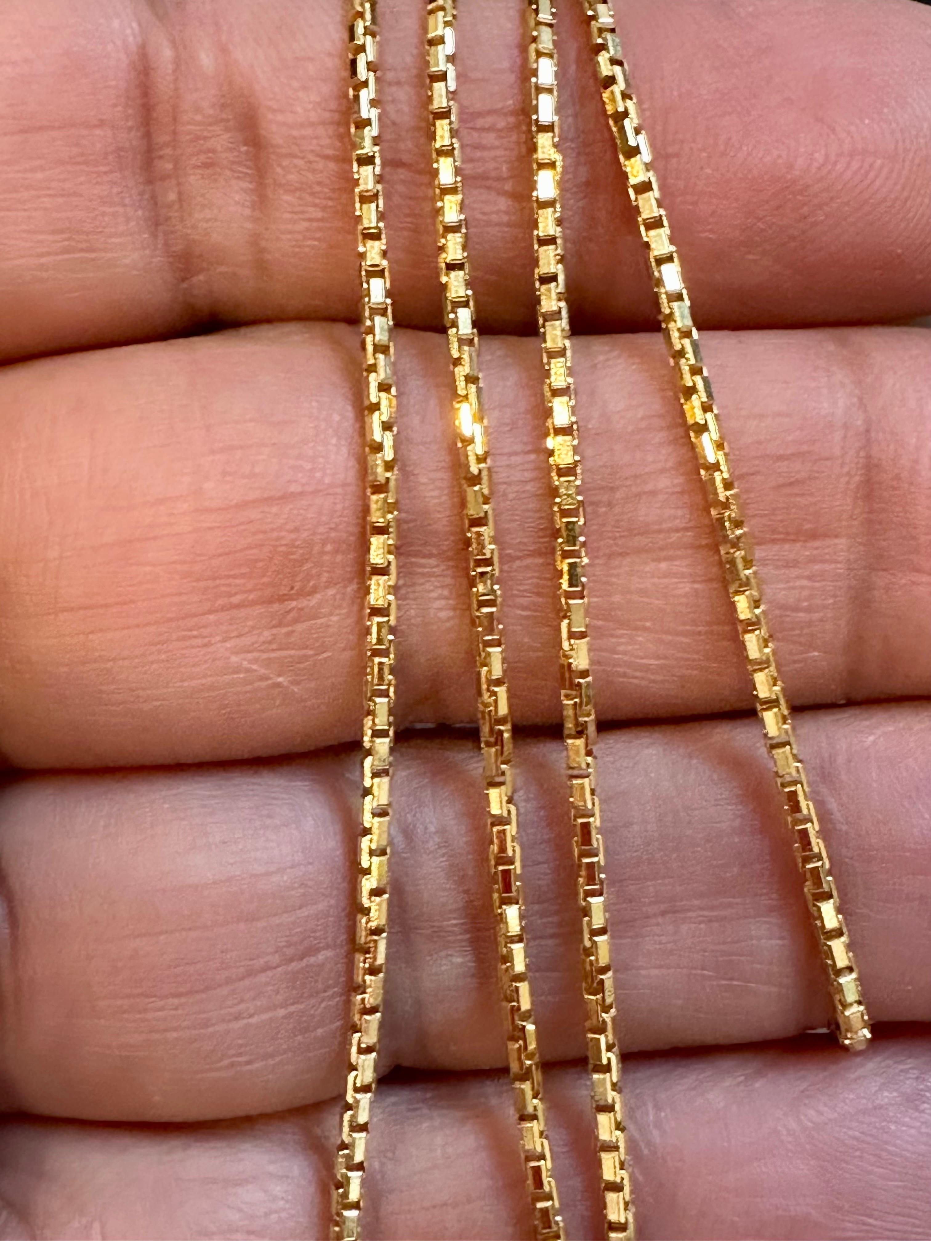 Vintage 14 Karat Yellow Gold 7.3 Gm, Box Chain Necklace, Wide 3