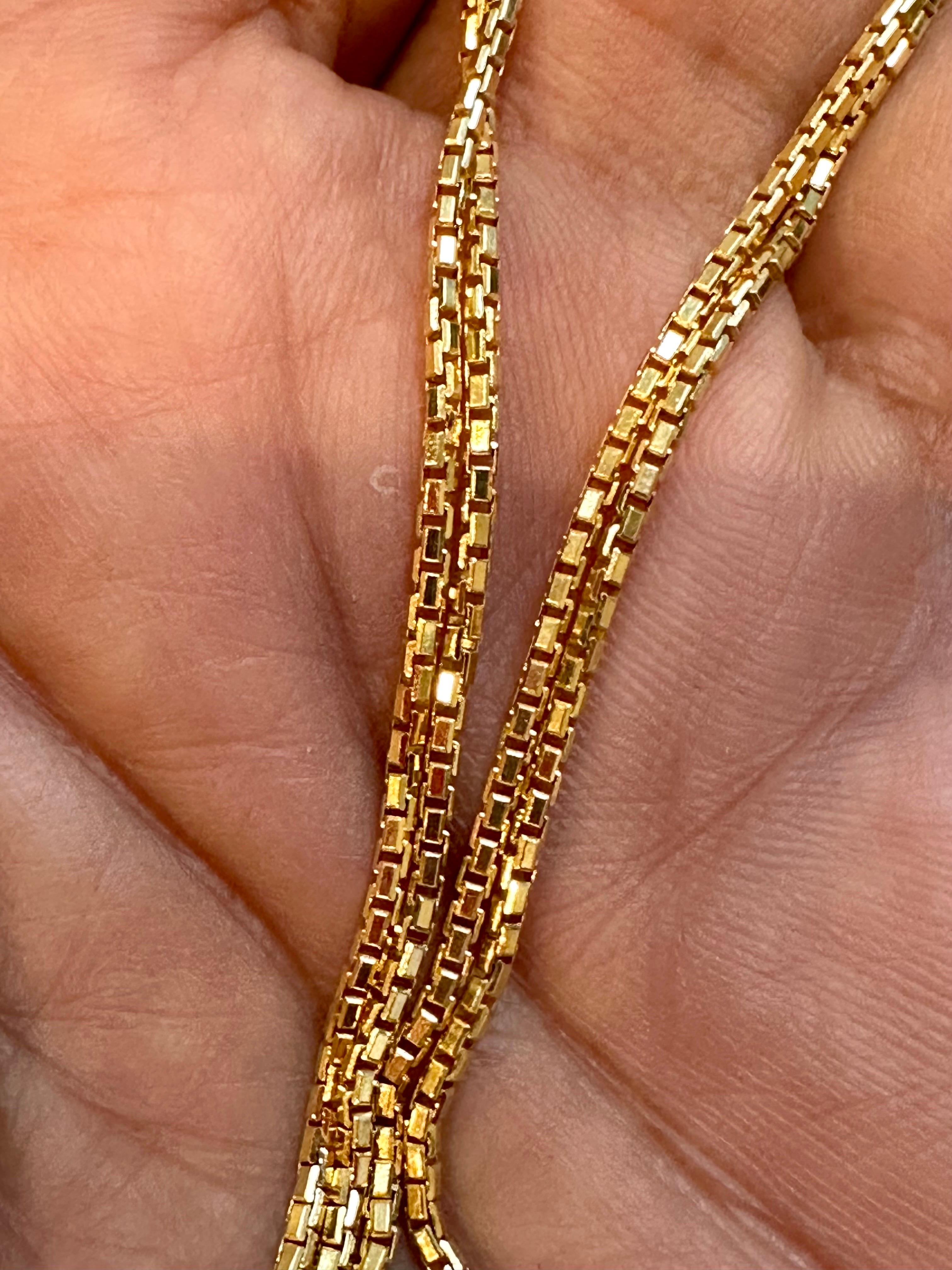 Vintage 14 Karat Yellow Gold 7.3 Gm, Box Chain Necklace, Wide 5