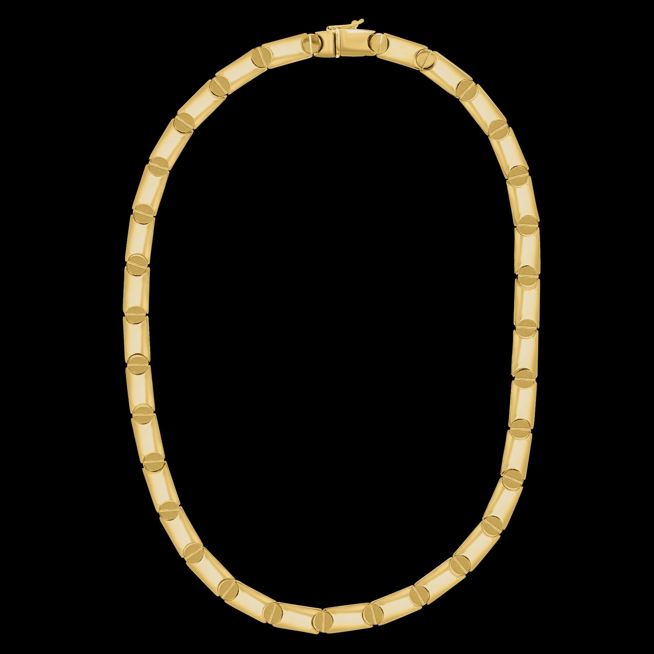 Vintage 14 Kt Yellow Gold Cartier Look Reversible Screw Link Design Necklace  10