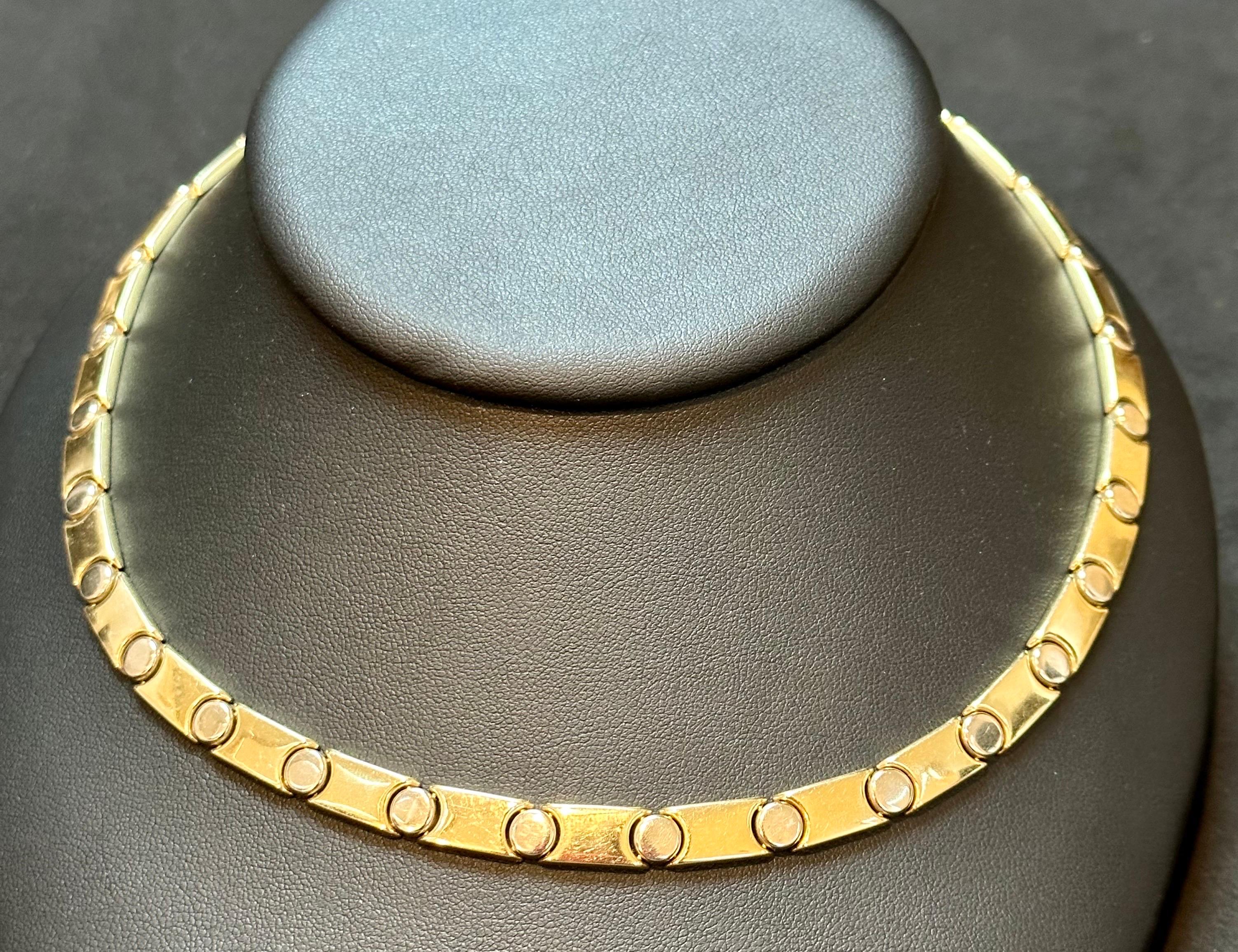 Women's Vintage 14 Kt Yellow Gold Cartier Look Reversible Screw Link Design Necklace 