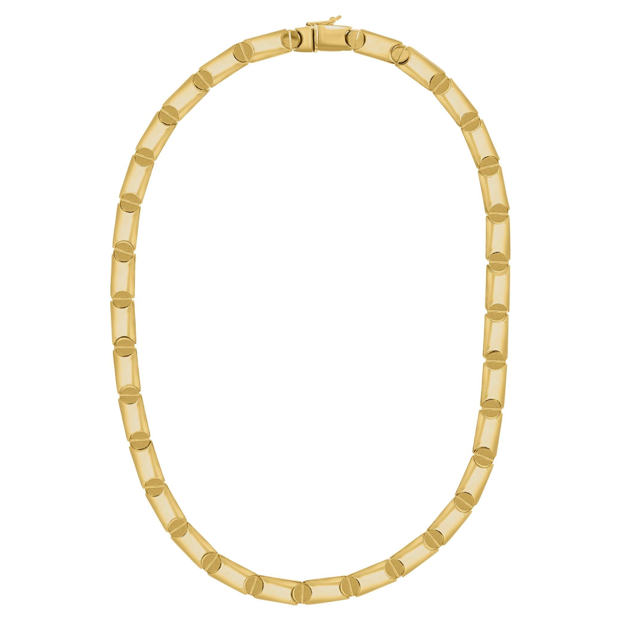Vintage 14 Kt Yellow Gold Cartier Look Reversible Screw Link Design Necklace 