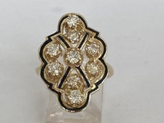 Vintage 14 kt. Bague cocktail en or jaune avec diamants
