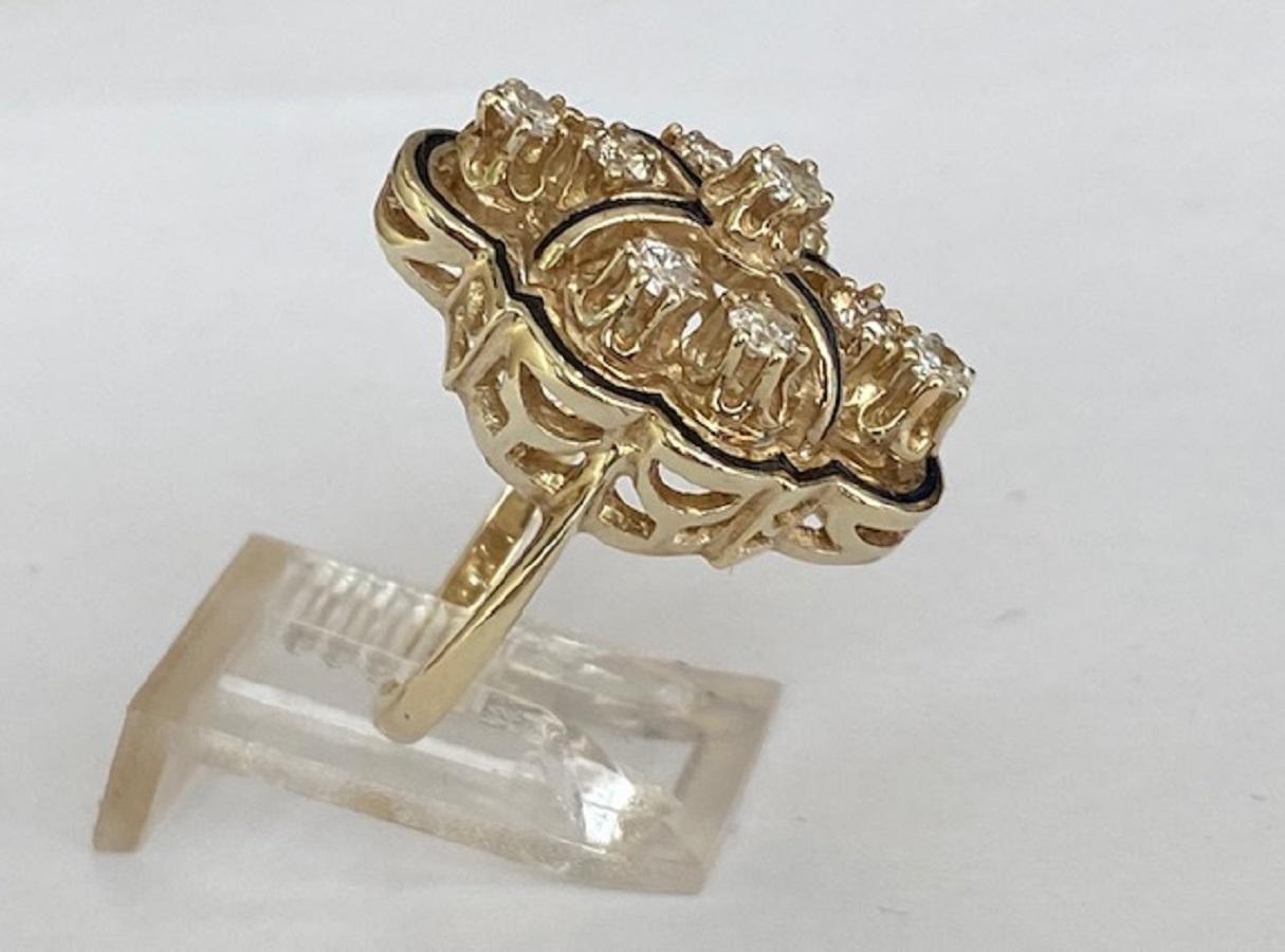 Women's Vintage 14 kt. Yellow gold Cocktail Ring with Diamonds For Sale