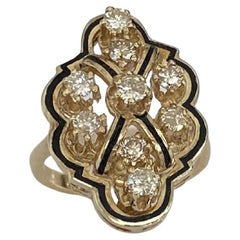 Vintage 14 kt. Yellow gold Cocktail Ring with Diamonds