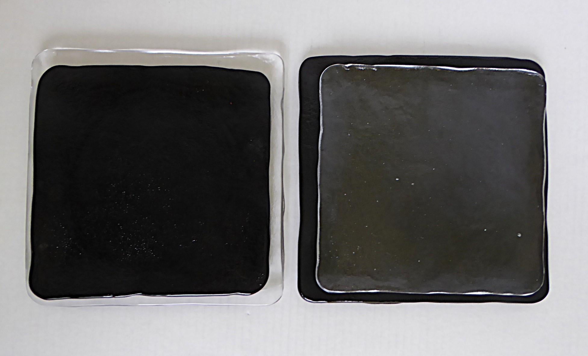 Late 20th Century Vintage 14 Sugahara Handcrafted SUKIYA Textured Square Glass Dishes Japan 1970s For Sale