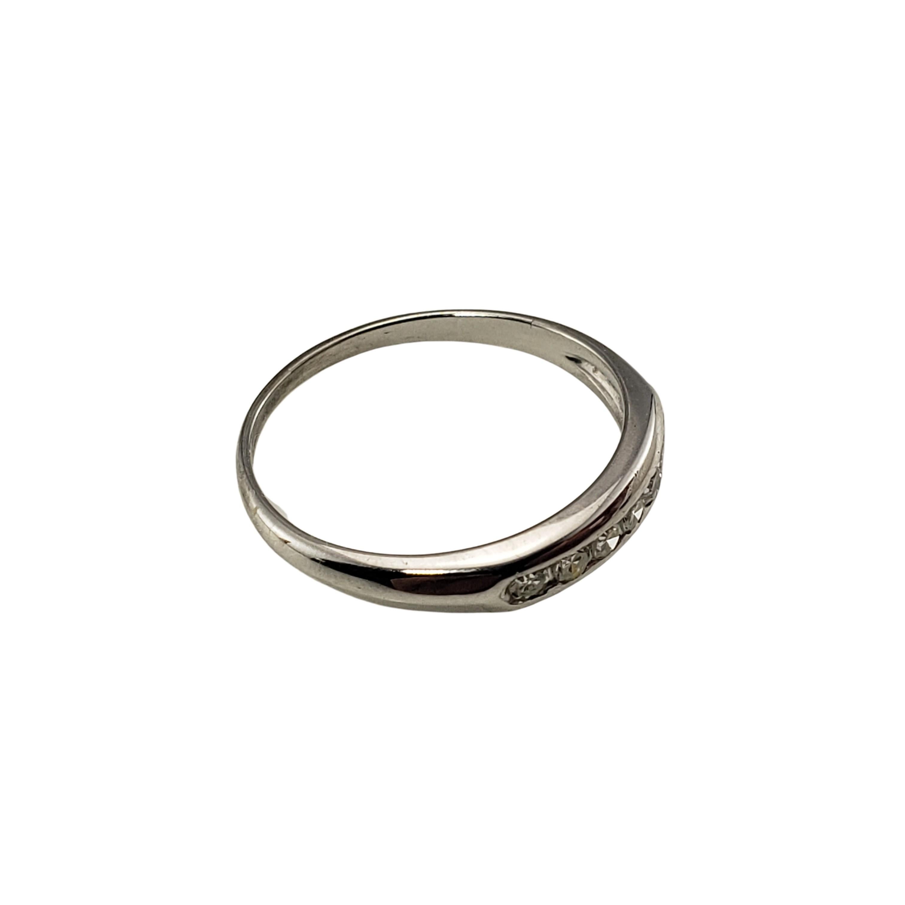 Single Cut 14 White Gold and Diamond Wedding Band Ring For Sale