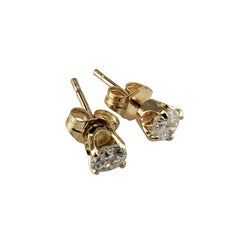 Vintage 14 Yellow Gold Diamond Stud Earrings