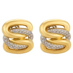 Vintage 1.40 carat diamond 18k yellow gold ear clips