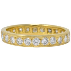 Vintage 1.40 Carat Round Brilliant Diamond 18 Karat Gold Eternity Band Ring