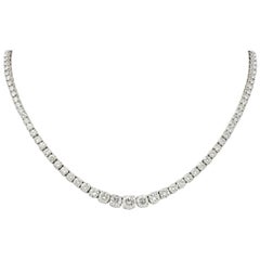 Vintage 14.00 Carat Graduated Diamond Platinum Riviera Necklace