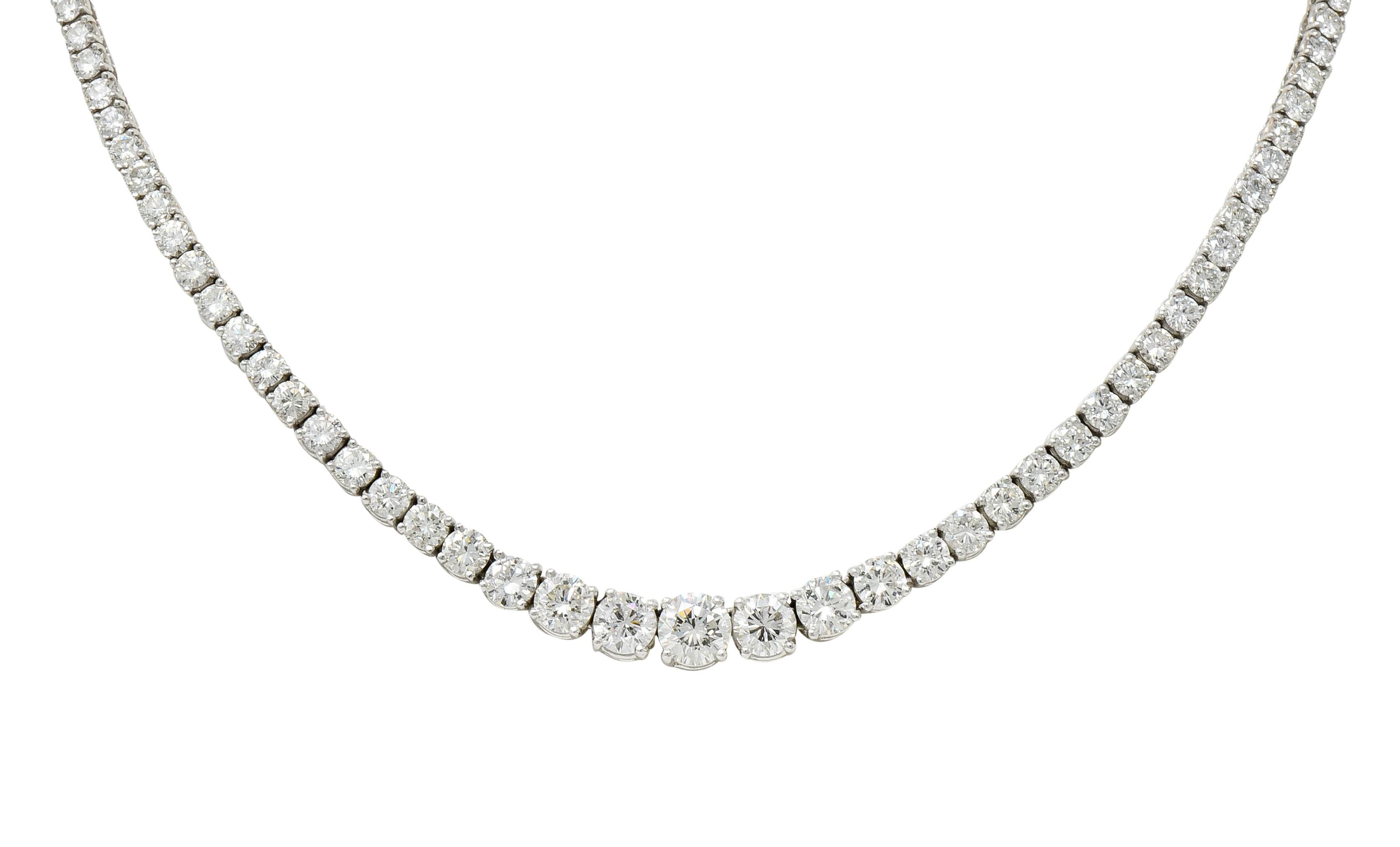 Vintage 14.00 Carat Graduated Diamond Platinum Riviera Necklace 4