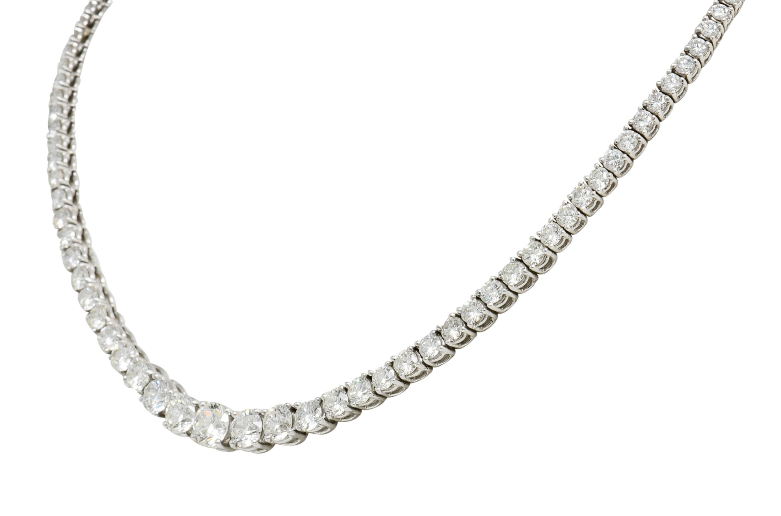 Contemporary Vintage 14.00 Carat Graduated Diamond Platinum Riviera Necklace