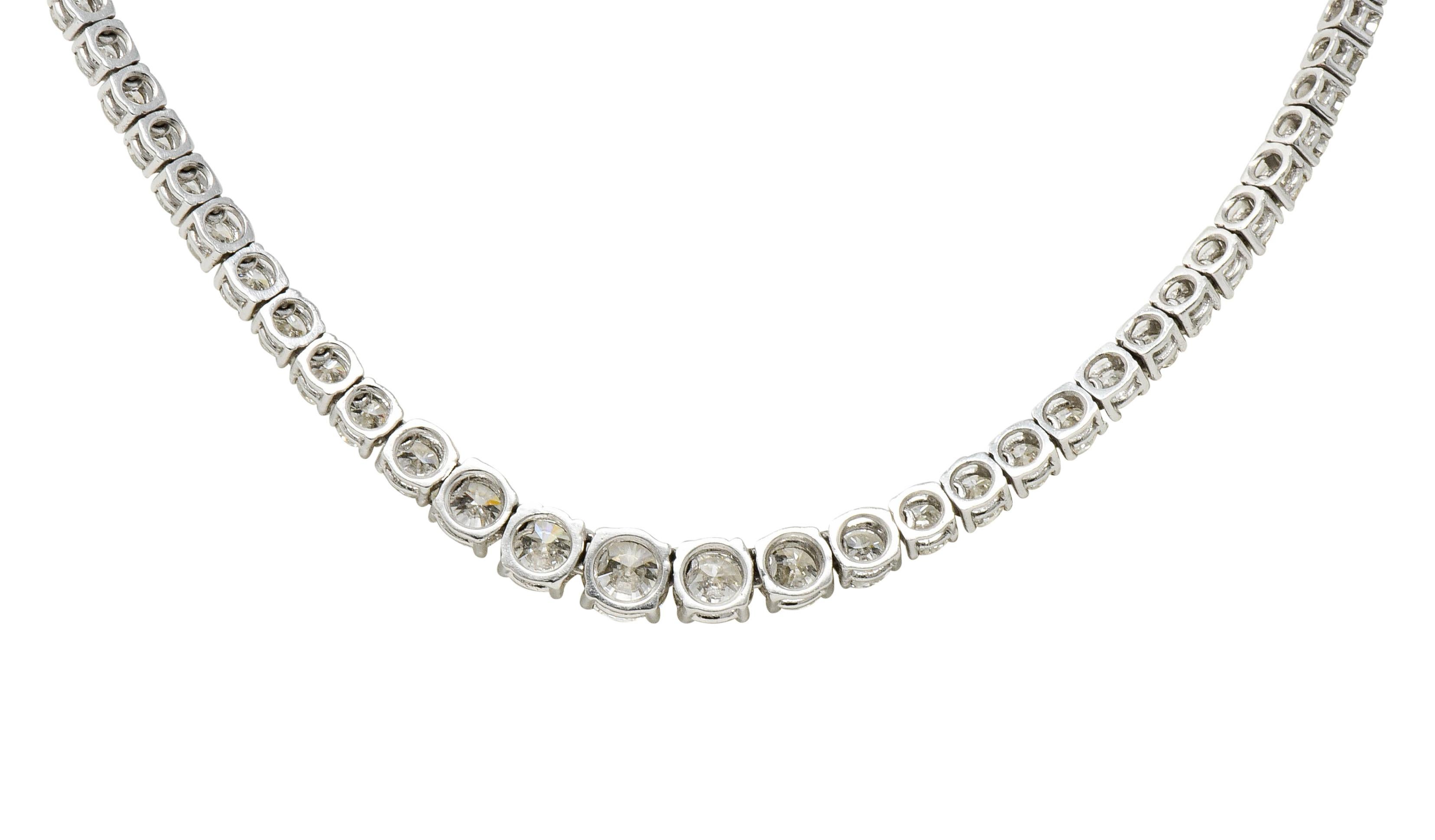 Brilliant Cut Vintage 14.00 Carat Graduated Diamond Platinum Riviera Necklace