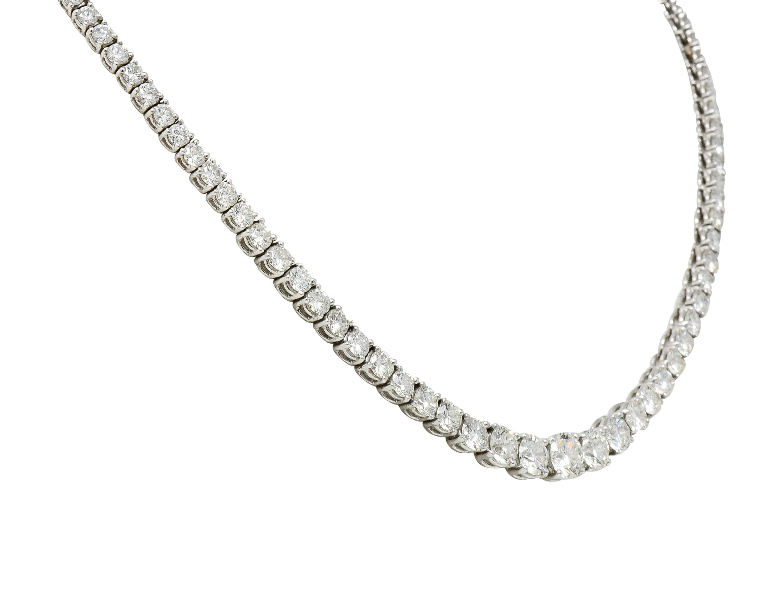 Vintage 14.00 Carat Graduated Diamond Platinum Riviera Necklace In Excellent Condition In Philadelphia, PA