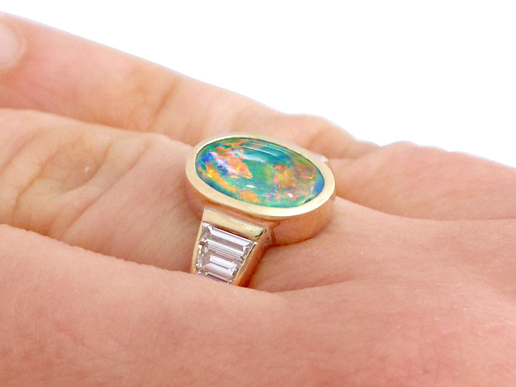 1.40Ct Cabochon Blue Opal 1.12 Carat Diamond Yellow Gold Cocktail Ring For Sale 2