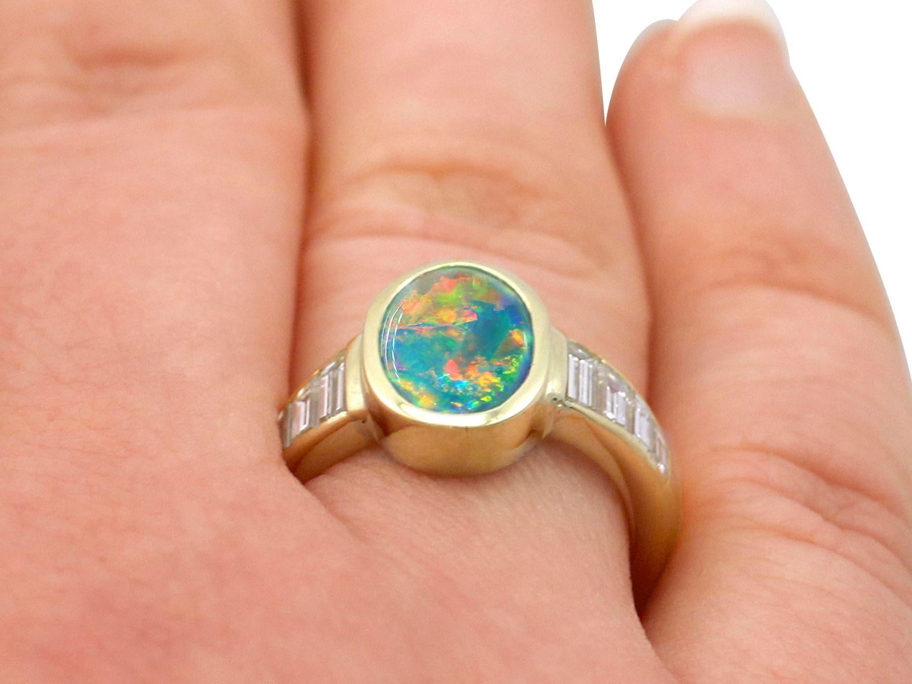 1.40Ct Cabochon Blue Opal 1.12 Carat Diamond Yellow Gold Cocktail Ring For Sale 3