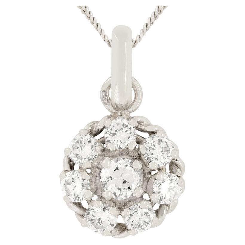Vintage 1.40ct Diamond Cluster Pendant, c.1970s