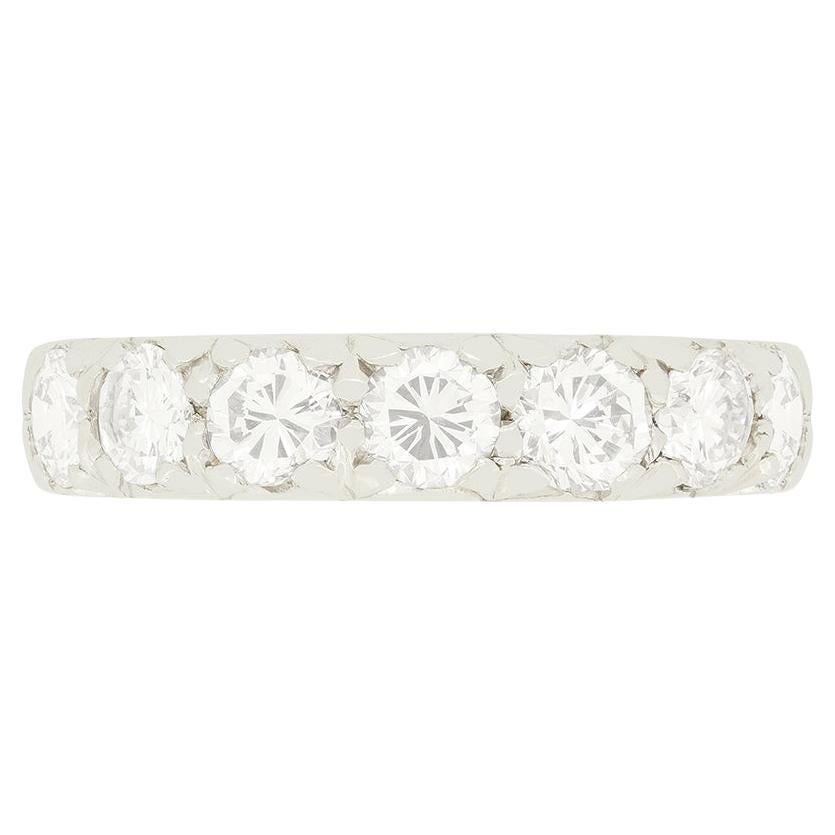 Anillo vintage de siete piedras y 1,40 quilates de diamantes, c.1970