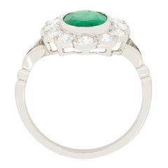 Vintage 1.40ct Emerald and Diamond Cluster Ring, c.1970s