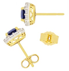 Vintage 1.40ct Sapphire and Diamond Earrings, c.1970s