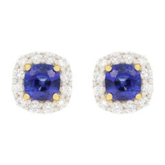 Vintage 1.40ct Sapphire and Diamond Earrings, c.1970s